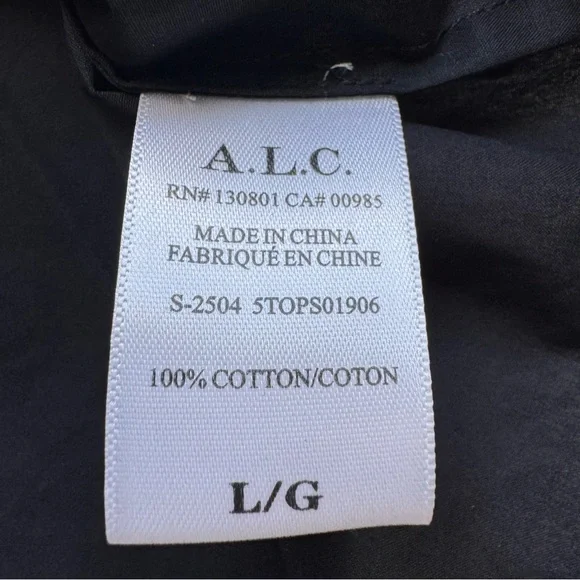 A.L.C Jade Black Cotton Eyelet Embroidered Short Sleeves Blouse Top size L - Picture 9 of 14